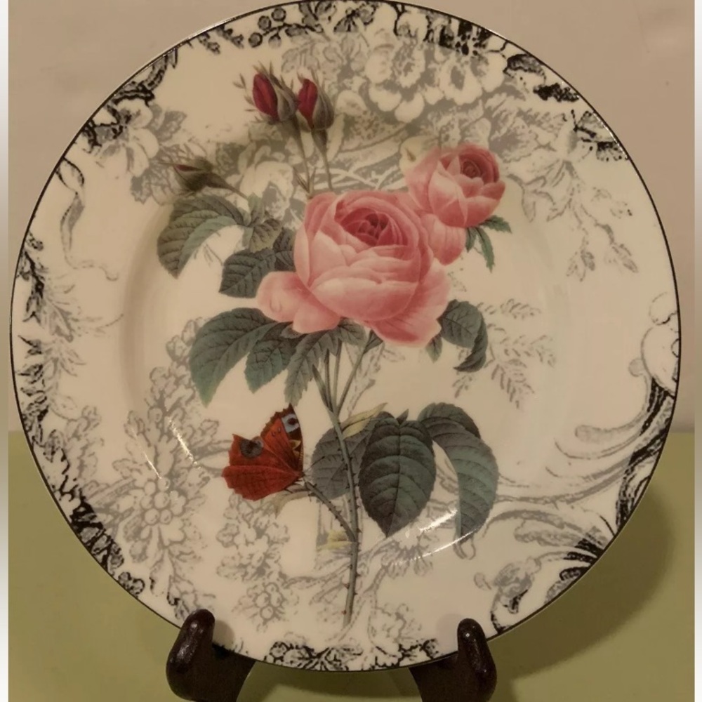 American Atelier Rose Toile Salad Plate